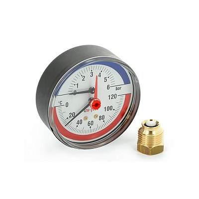 Термоманометр Uni-Fitt аксиальный 4 бар 120 C диаметр 80 мм 1/2"Н